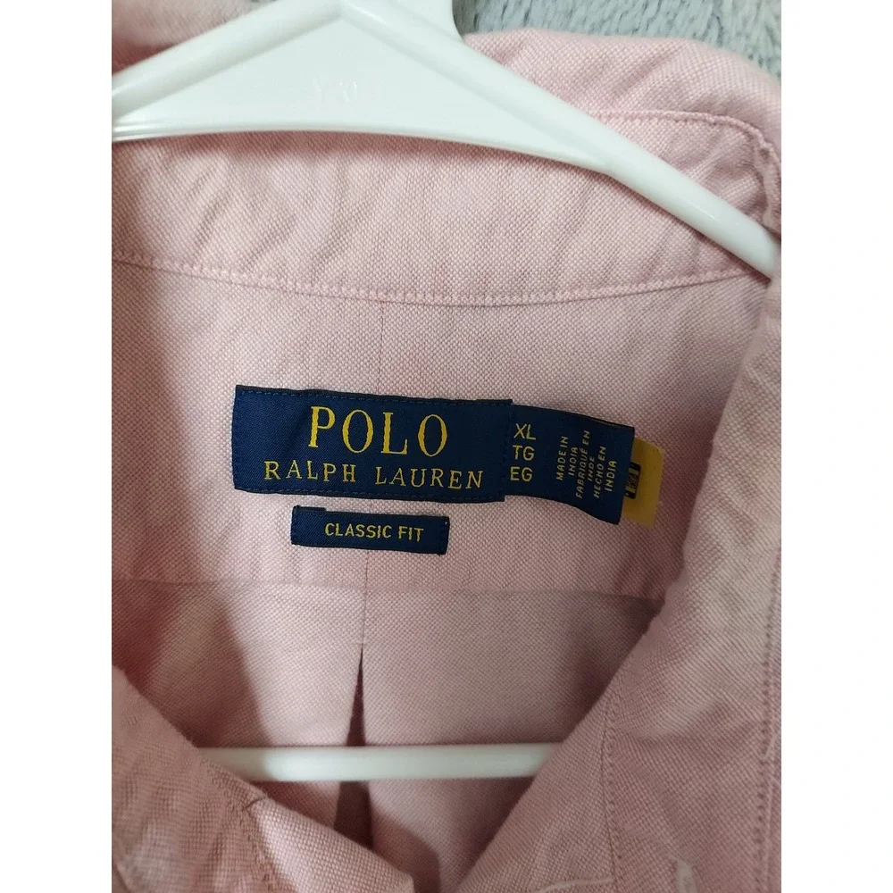 Polo Ralph Lauren Shirt Mens XL Classic Fit Oxford Short Sleeve Pink Flesh Pony